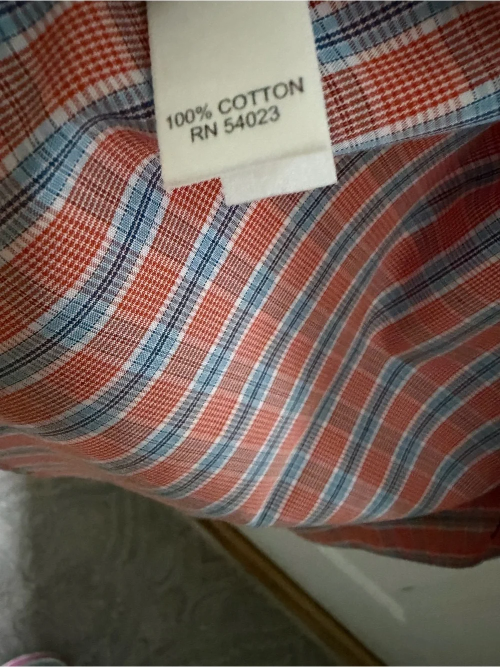 Banana Republic Men’s Rust and Blue Plaid 100% Cotton Dress Shirt
